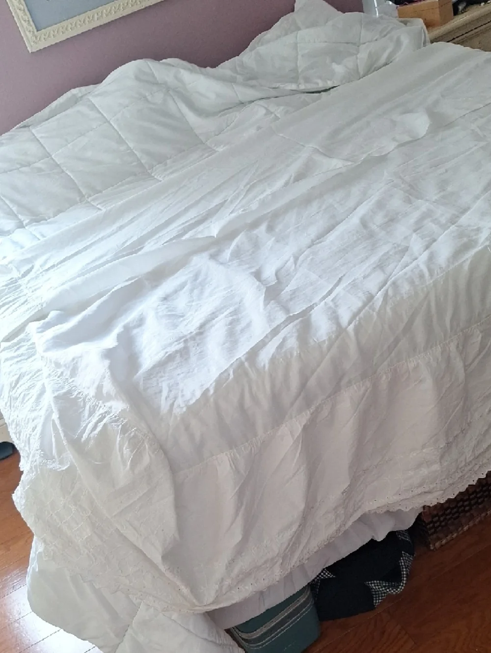 King White Cotton Ruffled Bed Skirt - Classic Home Bedding